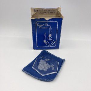 Vintage Henco Crystal Clear Ornament Christmas Tree and Child 1987 Orig Box